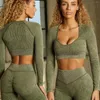 Actieve sets Zesdelige geribbelde naadloze yogaset vrouwen crop top sport bh gym leggings shorts shorts fitness sportkleding workout outfit