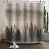 Shower Curtains Misty Forest Natural Woodland Modern National Bathroom Curtain Waterproof Anti peeping Bathing Cover with Hoops 220922