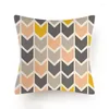 Almohada simple amarillo gris cubierta geométrica para sofá silla sofá cama decoración