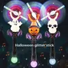 Cadılar Bayramı Oyuncak Yelincesi Renkli Dönen Tekerlek Kafası Parlak Müzik Oyuncakları Pumpkin Hayalet Kafatası Flash Yel Değirmeni Çubuğu