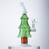 11 tums julstil vattenpipa Xmas Tree Glass Bongs Mini Small Oil Dab Rigs duschhuvud perc Vattenr￶r 14mm kvinnlig fog med sk￥l HOOSHAH