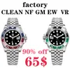 NF Clean VR GM Luxury Mens 시계 이중 시간대 지대 ETA 2836 3186 3285 자동 기계식 다이빙 스포츠 좌파 녹색 패션 남성 GMT 시계 세라믹 발광 방수