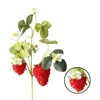 Party Decoration French Frambuesa Artificial Fake Strawberry Fruit Plant Flower 28CM Branch Bouquet Wedding Home Decor