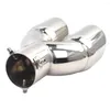 Bil dubbel avgasspets Bult-On Rolled Edge Slant Cut Rostfritt stål 76mm Inlet Auto Muffler Silver Exterior Supplies