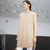 Women's Vests Women's Arrival Hand Made Wool Oneck Knit Women Streetwear Solid Open Hem Loose Vest Sweater One&over Size