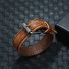 Cintura con fibbia ad ardiglione punk Cintura in pelle di bovino Bracciale regolabile Bracciale da polso per uomo Donna Gioielli di moda