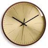 Horloges murales 2022 horloge en bois massif Simple lumière luxe silencieux ménage personnalité ronde Quartz