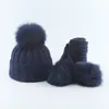 Écharpes Wraps Chapeaux Écharpes Gants Ensembles Bébé Hiver Et Écharpe Pour Filles Garçons Enfants Véritable Fourrure Pompon À Tricoter Bonnet Enfants 3 pièces Pom 220921