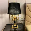 Bordslampor Jubilant lyx K9 Big Black Cystal Lamp Fashion Crystal för sovrum Lätt tygskugga LED