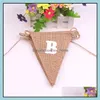 زخرفة الحفلات 11pcs علق القلب علامات خمر سلسلة Jute Hessian Bunting لافتة لالتقاط عيد ميلاد الطفل تسليم 20 mxhome dhjga