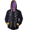 Luvtröjor herr Fire Emblem Awakening Heroes Robin Daraen Cosplay Hoodie Svart Zip Up Hooded Coat Kostymjacka