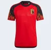 F￣s jogadores da B￩lgica 2022 Copa do Mundo Jerseys Sele￧￣o Nacional de Bruyne Hazard Courtois Lukaku Tielemans 22 23 Batshuayi Kevin Men Kids Set Kits de camisa de futebol