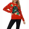 Kvinna tröja varierad fula jultröjor Crew Neck Merry Reindeer Xmas Tree Holiday Knit Pullover Women Fall Clothing XXL