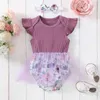 Barboteuses Bébé Fille Body Vêtements Bébés Fille Combinaison Fleurs Imprimé Tulle Volants Body Vêtements Pour Nouveau-Né Été 2022 J220922