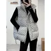 Winter Damen Weste Stehkragen Reißverschluss Ärmellos Gepolstert Puff Bedruckte Buchstaben Jacke Mantel Schwarz Braun Farbe Lose Kordelzug Waistco 182