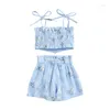 Kleidungssets Mode Baby Mädchen Blumendruck Kleidung Set Unregelmäßiger Saum Ärmellose abgeschnittene Tops Kurze Hosen für den Sommer 6M-4T