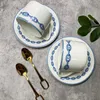 Teller, blaue Kette, Knochenporzellan, Speiseteller, Kaffeetasse, Western-Tagesgeschenk, luxuriöses vierteiliges Set