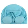 Hattar solid f￤rg baby turban hatt elastisk knuten tjej pojke motorhuv f￶r f￶dd sp￤dbarn mjuk bomull barn beanie tillbeh￶r 0-1y