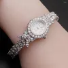 Pulseras de eslabones Reloj de pulsera para mujer Relojes de pulsera de lujo Movimiento de cuarzo japonés Banda de joyería H-9246