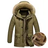 Hommes vers le bas Parkas épais chaud Parka polaire fourrure capuche veste d'hiver manteau militaire Cargo moyen long pardessus 220923