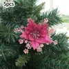 Christmas Decorations Glitter Flowers Flower Royal Blue 14cm 5pcs Beautiful Ornament Bling Brighten Up Bronze Create Atmosphere