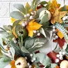 Flores decorativas Grandes grinaldas de boxwood de 30 polegadas abóbora de outono ano de boas -vindas sinal de girassol pequeno