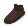 Boots Fashion Men Shoes Snow Slip On Warm Wool Winter Natural Fur Ankle Real Sheepskin Leather Short