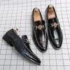 Fashion Loafers Men Shoes Python Pattern Shiny PU Pointed Metal Decoration Business Casual Wedding Party Daily AD202