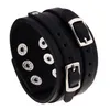 Pin Buckle Charm Leather Bangle Cuff Button Adjustable Bracelet Wristand for Men Women Fashion Jewelry