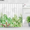 Cortinas de chuveiro Cortina tropical Dandelion Plant Flores Palma Folhas