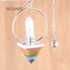 7 Chakra Gemmes Pierres Pendule Pyramide Pendentif Bijoux Guérison Reiki Femmes Prisme Hexagonal Chaînes Collier Dropship BO956