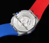 RSF 2640 44mm A3126 Automatisk kronograf Mens Watch Ryder Cup USA Ceramic Bezel Blue White Texture Dial Red Rubber Strap 2022 Super Edition PureitMe B2