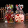 PVC Transparent Candy Box Jul Decoration Gift Wrap Packaging Santa Claus Snowman Candy Apple Boxes Party Supplies WLY935