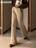 Pantalones para mujer Capris IAMSURE suelto básico sólido tejido casual cintura alta pierna ancha pantalones de mujer otoño invierno streetwear 220922