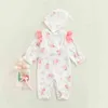 Rompers New Baby Clothes Spring Romper Flower Lace Long Sleeve Jumpsuit Girls Hat Outfits Sweet Newborn Overalls Baby Girls Clothing J220922