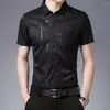 Men's Dress Shirts Stylish Fashion Shirt Top Social Lapel Collar Summer Slim