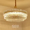 LED Modern Crystal żyrandole światła Oprawa American okrągła owalna żyrandol europejski luksusowe lampy wiszące żywe jadalnia sypialnia foyer droplight