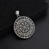 Chains Odin Symbol Viking Jewelry Stainless Steel Norse Rune Compass Pendant Necklace