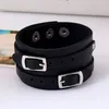 Pin Buckle Charm Leather Bangle Cuff Button Adjustable Bracelet Wristand for Men Women Fashion Jewelry