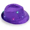 Party Hats Space Cowgirl LED HAT Flashing Light Up Sequin Cowboy Hats Lysande Caps Halloween Costume U0304