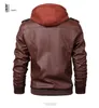 Giacche in pelle da uomo Autunno Casual Moto PU Giacca Biker Pelle con cappuccio Cappotti Abbigliamento