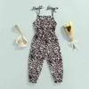 Rompers Girl Jumpsuit Leopard Print ärmlös tieup långa byxor småbarn Kid Girls Summer Fashion Jumpsuit outfit 16y J220922