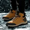 Boots 2022 Winter Men Snow Outdoor Warm Plush PU Leather Booties Ankle Man Sneakers Flat Platform Work Shoes