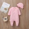 Rompers Spring Autumn Princess Baby Long Sleeve Jumpsuit Girl Ruffle Romper Hat Cotton Toddler Clothes Baby Rompers Jumpsuits J220922