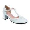 Chaussures habillées grande taille 34-43 talon haut bout rond pompes femmes plate-forme avec volants fête chaussures de mariage sangle en T