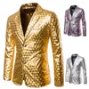 Abiti da uomo Blazer da uomo Cappotto dorato da uomo Blazer di tendenza per il tempo libero Giacca aderente Performance Costume d'argento Discoteca Slim Uomo classico