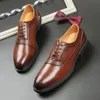 Fashion Oxford Men Shoes Classic Solid Color PU Woven Pattern ing Lace Business Casual Wedding Party Daily AD200