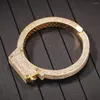 Заброшенный золотой серебряный цвет Микромоторный хип -хоп кубический циркония выкапывает бруслисты браслеты для мужчин Женщины Рэппер Ювелирные изделия