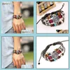 Chaîne à maillons à la main Mtilayer Perles Sun Flower Charm Bracelet pour femmes Hommes Yoga Chakra Cuir Bijoux à la mode Cadeau Drop Livraison 202 Dht1R