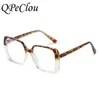 Occhiali da sole montature 2022 moda grande piazza ottica anti-occhiali blu donne vintage leopardo montatura occhiali da vista femminili Oculos occhiali